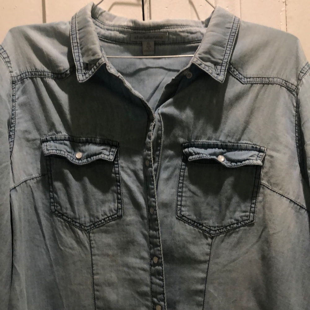 blue plain long sleeve flannel
